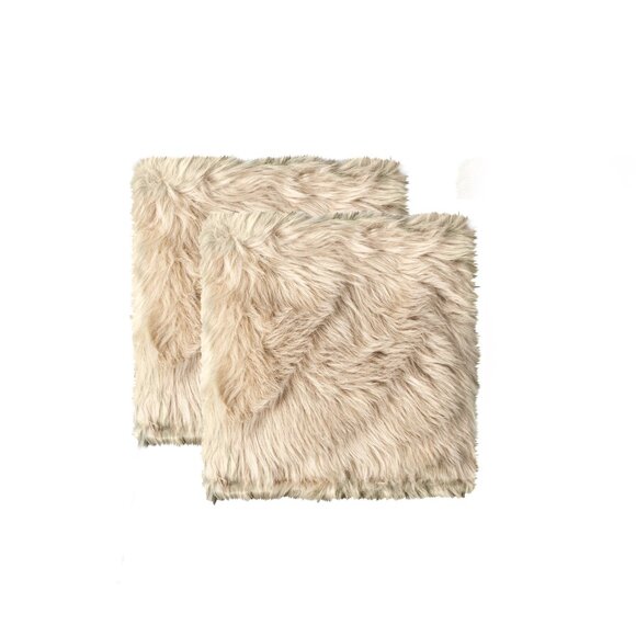 Luxe Home Decor Laredo Faux Sheepskin Chair Pad | 2-Piece | Taupe | 17"x17" - Picture 1 of 5